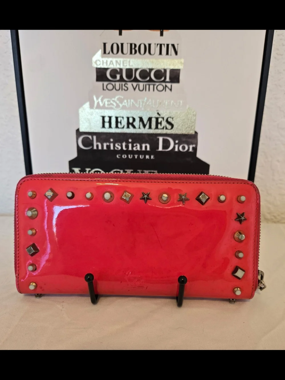 🩷 Christian Louboutin Panettone Spiked Zip-Around Wallet 🩷